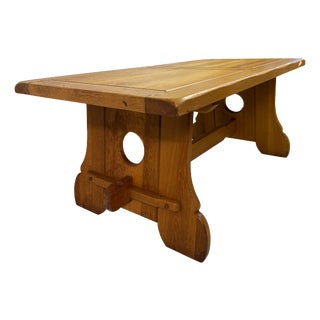 Brutalist Rustic Alpine Oak Dining Table, 1970s For Sale