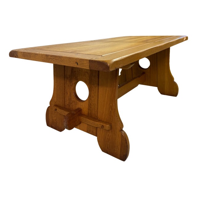 Brutalist Rustic Alpine Oak Dining Table, 1970s For Sale