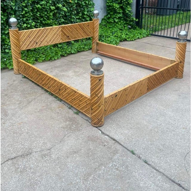 Marcello Mioni Style 1970’s King Sized Pencil Reed Bed Frame | Chairish