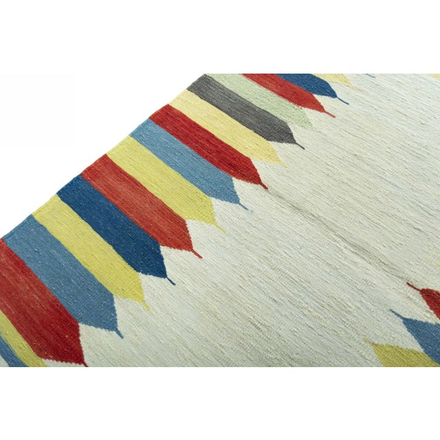 Handwoven Kilim Rug in Wool For Sale - Image 4 of 9