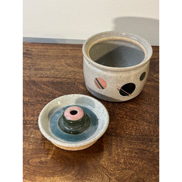 1980s Vintage American Studio Earthenware Lidded Vessel, 1989 For Sale - Image 5 of 7