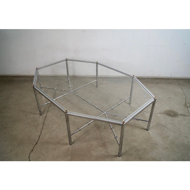 1970s 1970’s Mid-Century Modern Architectural Chrome & Glass Coffee Table For Sale - Image 5 of 12