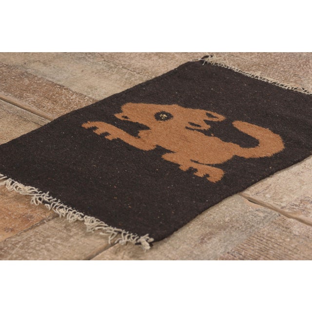 Coffee Vintage Mexican Zapotec Rug, 01'02 X 01'06 For Sale - Image 8 of 10