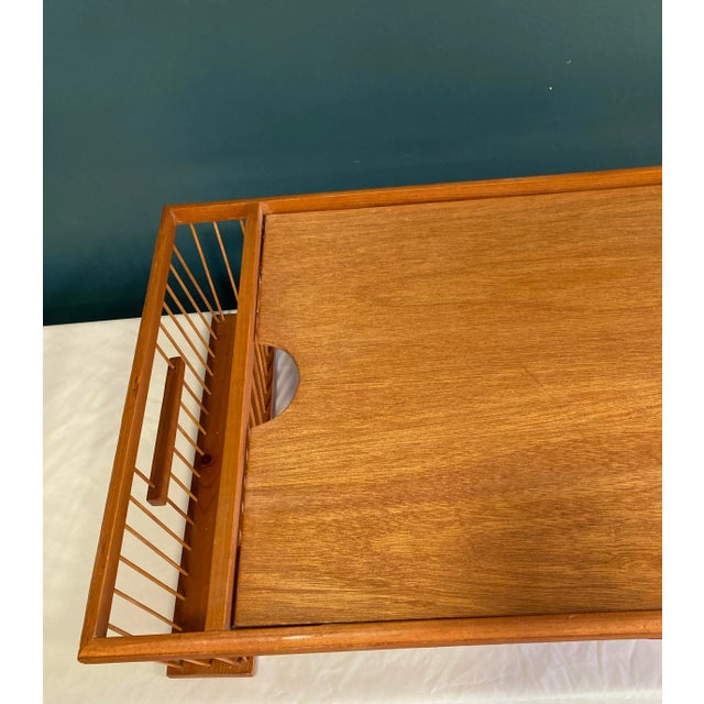 1970s Vintage Teak Wood Breakfast Bed Lap Trays With Side Storage Compartments For Sale - Image 4 of 7