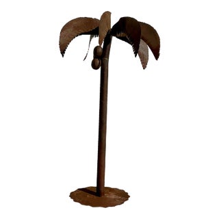 Vintage Monumental Patinated Metal Palm Tree For Sale