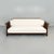 Italian modern Wooden sofa with white fabric, 1940s A sofa with wooden structure. The sofa has a rectangular seat and a...