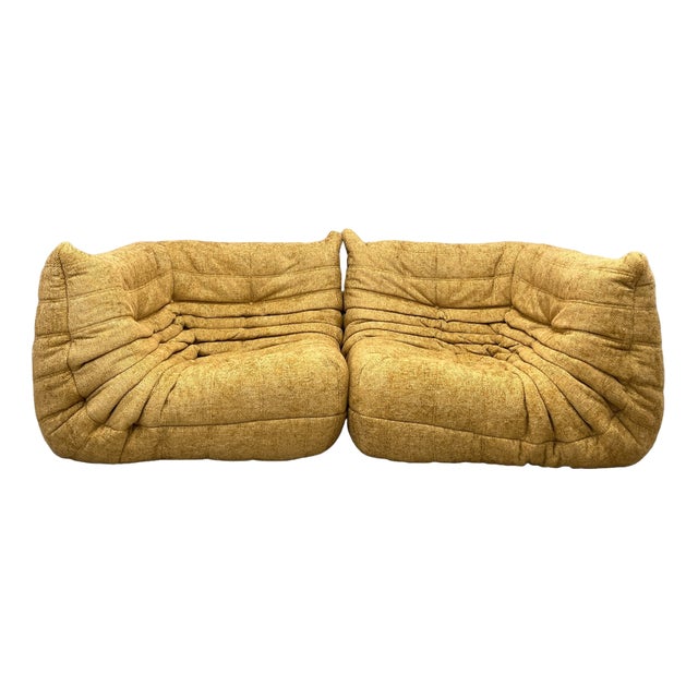 Set of Vintage Yellow Two Corners Modular Sofa from Ligne Roset Togo For Sale