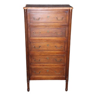 Fine French Louis XVI Style Walnut Marble Top Lingerie For Sale