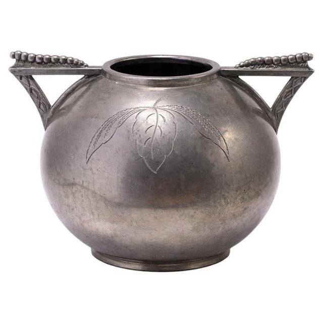 Silver Swedish Art Deco Pewter Vase attributed to Lundin & Lundberg, 1930s For Sale - Image 8 of 8