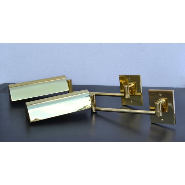 Hansen Retractable Brass & Metal Sconces Lamps Metalarte Spain Wall Lights Pair For Sale - Image 13 of 13