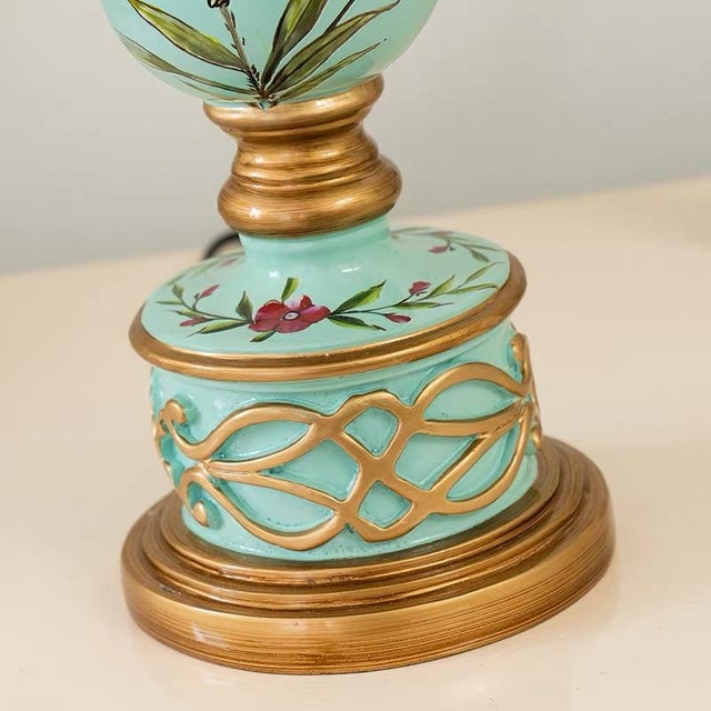 2020s French-Style Light Blue Butterfly-Carved Table Lamp For Sale - Image 5 of 5