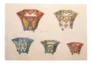 Unknown, Porcelain Vases, Watercolor, 1880s