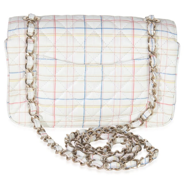 Chanel White Multicolor Calfskin Tweed Print Mini Rectangular Flap Bag For Sale - Image 4 of 9