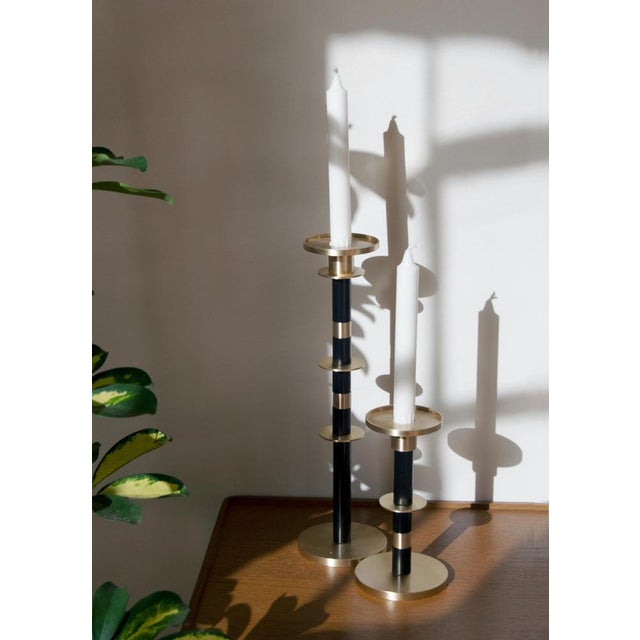 Metal Maïa Candleholders in Brass and Aluminum by Marine Breynaert, Set of 3 For Sale - Image 7 of 11
