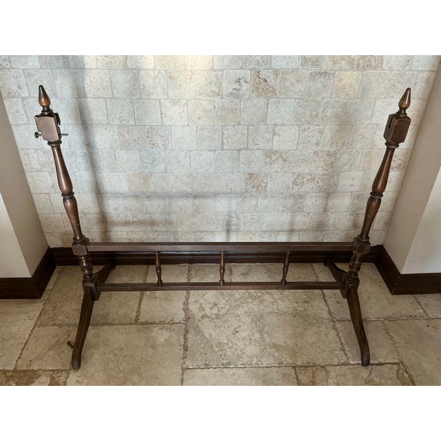 Antique Wooden Rocking Cradle With Turned Legs, C. Late 19th Century For Sale - Image 9 of 12