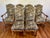 Set of 6 French Louis XIII style Os de Mouton dining chairs in blonde oak upholstered in verdure tapestry with antique...