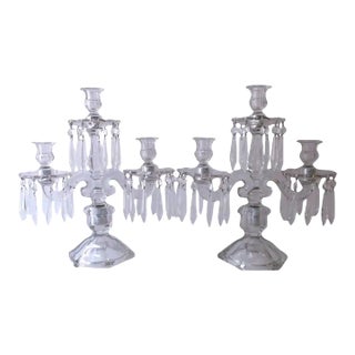 Candlesticks Candelabras in the Style of Baccarat, Pair For Sale
