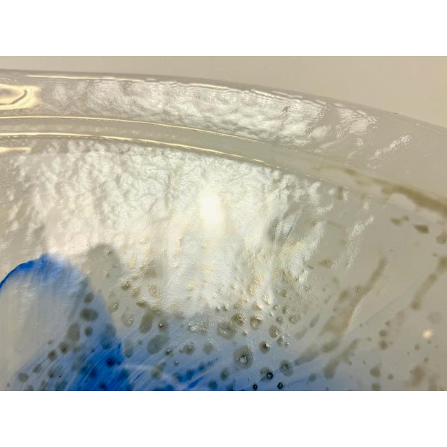 Large Vintage Conical Blue Glass Centerpiece Bowl, 1980s For Sale - Image 13 of 15