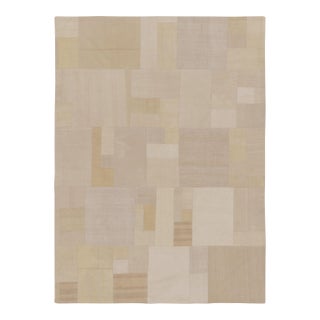 Vintage Anatolian Patchwork Rug With Neutral Design in Beige & Gold - Rug & Kilim For Sale