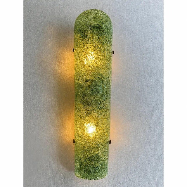 Contemporary Hammered Green Graniglia Murano Glass Wall Sconces by Simoeng for Simoeng, Set of 2 For Sale - Image 3 of 6