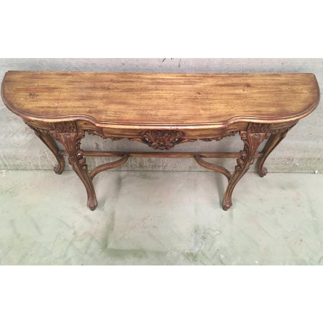 Shabby Chic Renaissance Style Carved and Gilded Walnut Pier Mirror and Console Table For Sale - Image 3 of 13