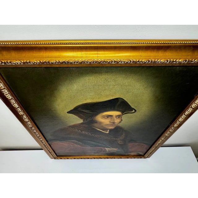 Early 20th Century Tudor Oil Portrait of Sir Thomas More Manner of Hans Holbein For Sale - Image 9 of 12