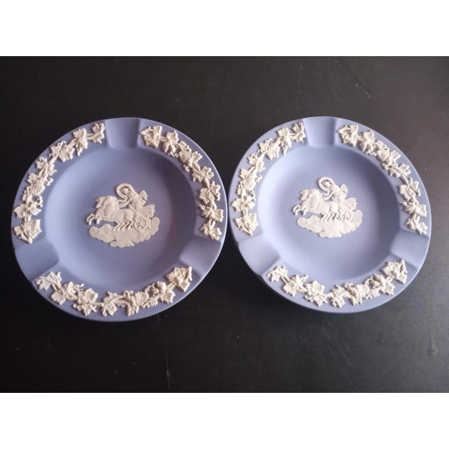 Vintage Wedgewood Blue Jasperware England Ashtrays Set of 2 Chairish