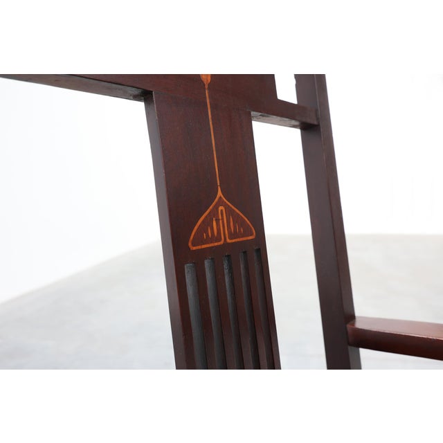 Wood Art Nouveau Walnut Settee with Floral Marquetry, Belgium, 1890s For Sale - Image 7 of 15