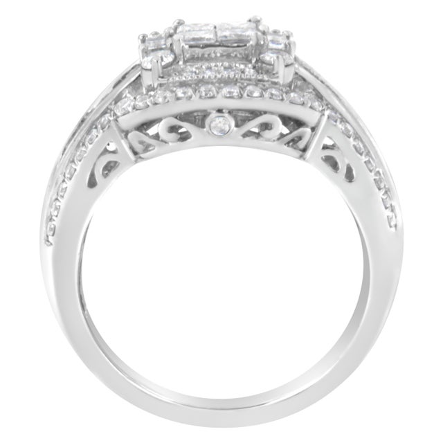 Haus of Brilliance 14KT White Gold Diamond Cocktail Ring (1 1/4 cttw, H-I Color, SI2-I1 Clarity) For Sale - Image 4 of 7