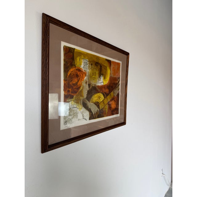 Striking vintage limited edition lithograph by renowned Spanish artist Alvar Sunol, featuring an expressive figurative...
