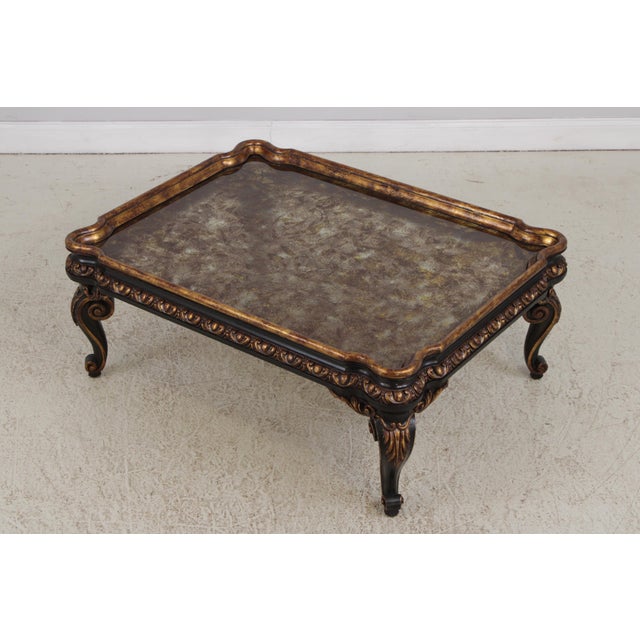 Vintage Large Eglomise Paint Decorated Coffee Table For Sale - Image 4 of 13