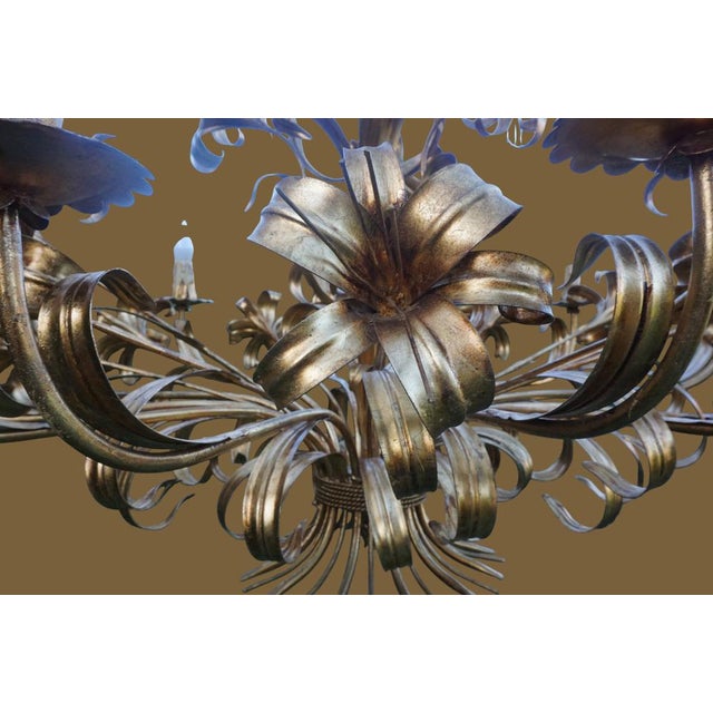 Large Hollywood Regency Calla Lily Chandelier with 12 Lights attributed to Hans Kögl, 1970s For Sale - Image 9 of 16