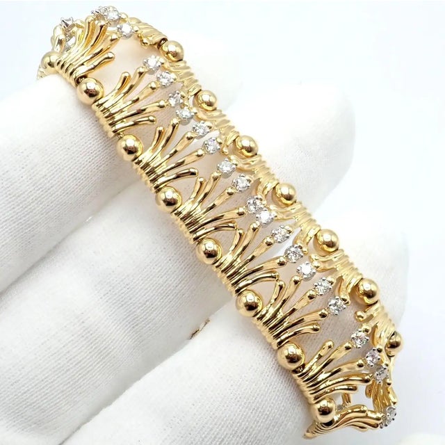 Tiffany & Co. Jean Schlumberger Diamond Yellow Gold and Platinum Hands Bracelet For Sale - Image 11 of 12