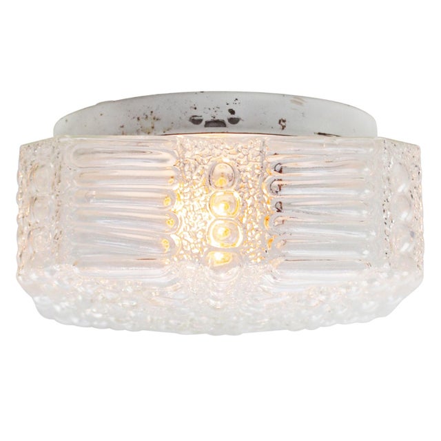 1960s Mid-Century Modern Square Clear Glass Flush Mount For Sale - Image 5 of 11
