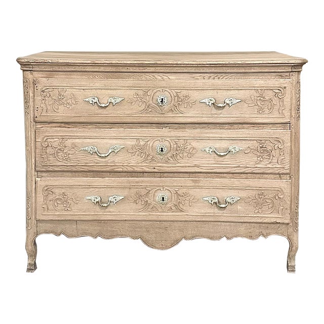 18th Century Country French Louis XV Commode in Stripped Oak For Sale