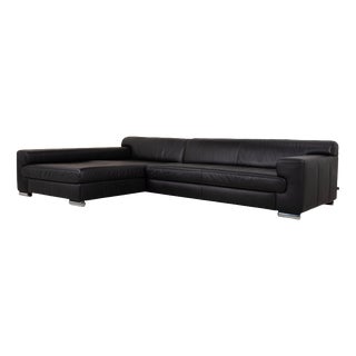 Loft Leather Corner Sofa in Black by Ewald Schillig For Sale