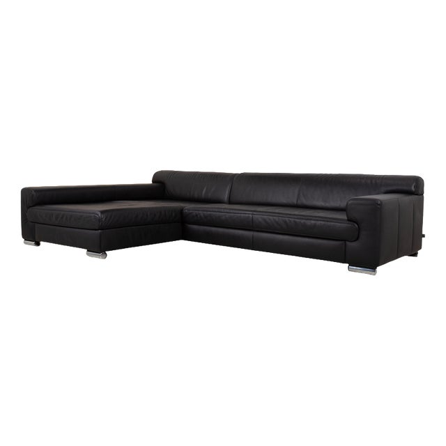 Loft Leather Corner Sofa in Black by Ewald Schillig For Sale