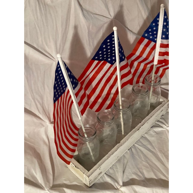 1990s Decor Vases in Wood Container. Adorable Versatile Decor to Add Flags, Flowers or Anything You Enjoy. For Sale - Image 4 of 8