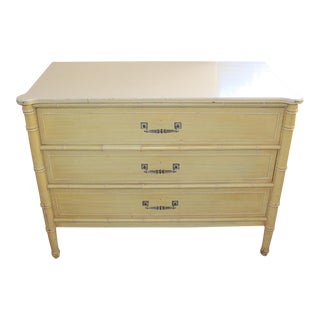 1980s Vintage Henry Link Faux Bamboo Dresser Hollywood Regency Bali Hai 3 Drawers For Sale