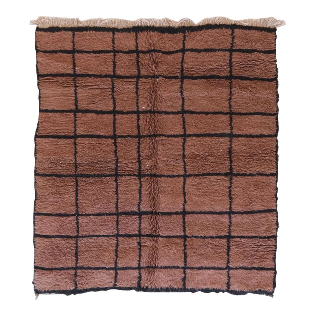 Brown Moroccan Rug - 8.4 X 7 Ft For Sale