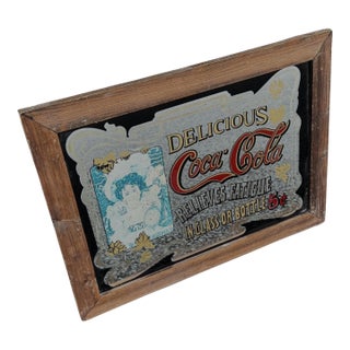 Vintage Framed Coca-Cola Advertising Mirror For Sale