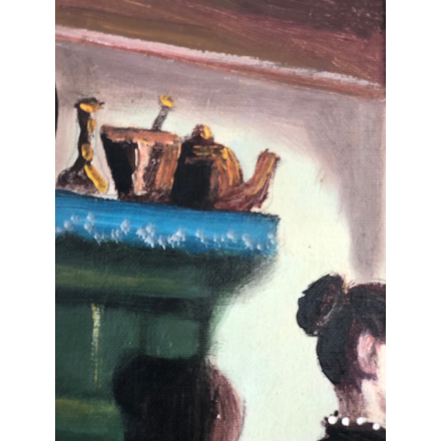 Wood Vintage Original Cottage Oil Painting: Framed Interior Flower Art - Unsigned Artist For Sale - Image 7 of 14