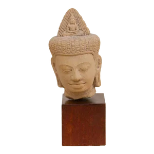 Antique Khmer Sandstone Statue