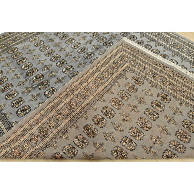 Bokhara Rug 9’1” X 11’11” Gray Wool Tribal Hand-Knotted Oriental Carpet For Sale - Image 12 of 13