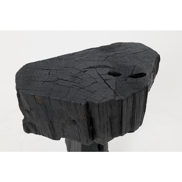 Contemporary Hand-Carved Sculptural Hardwood Side Table by Logniture For Sale - Image 3 of 9