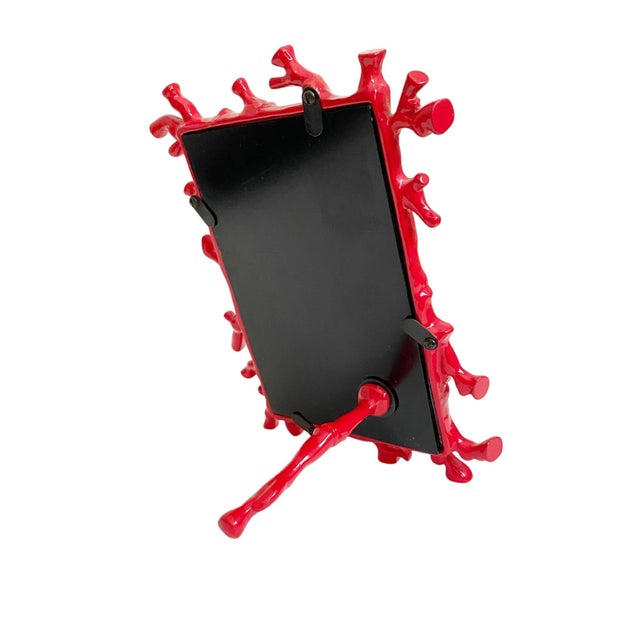 1990s Red Coral Branch Tabletop Standing Picture Frame For Sale - Image 5 of 5