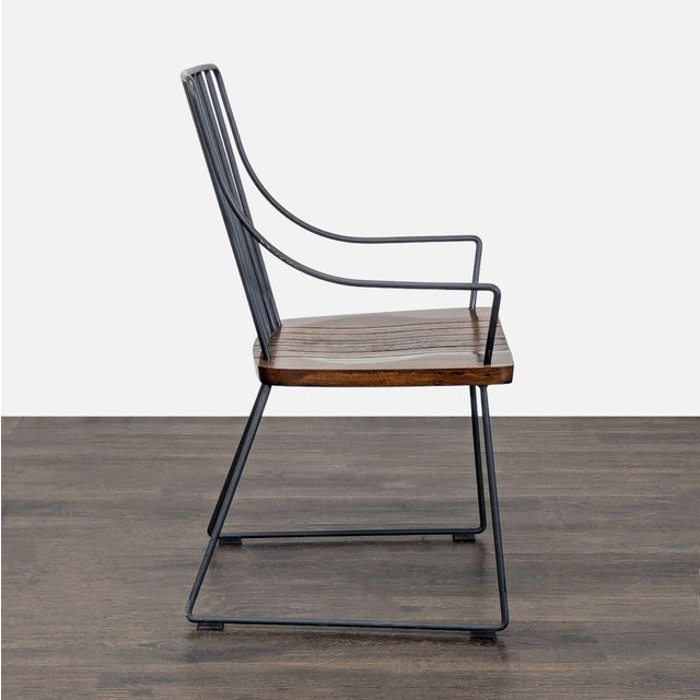Crate & Barrel Crate & Barrel Industrial Metal & Wood Accent Chair For Sale - Image 4 of 7