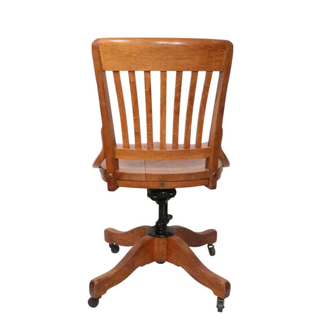 Antique Oak Swivel Tilt Desk Chair by Sikes C. 1920/40's For Sale - Image 10 of 16