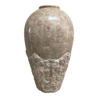 1980s Postmodern Tessellated Mactan Stone Vase For Sale