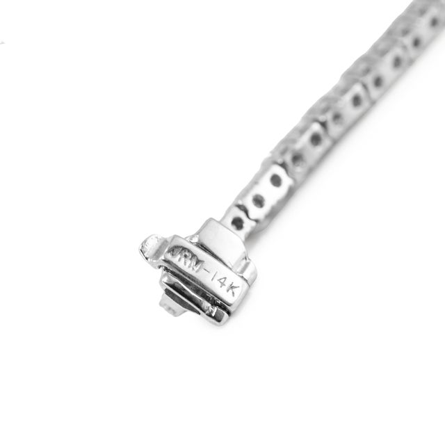 Early 21st Century 14k White Gold 7.37ct Round Diamond 4 Prongs Princess Chain Tennis Necklace For Sale - Image 5 of 8